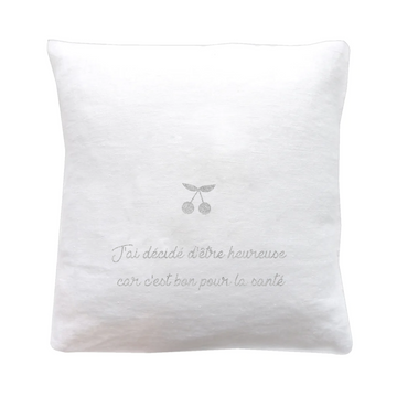 Coussin Cadeau Fête des Mères / Grand-mères personnalisé Blanc Lin